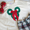 Embroidered bow wreath signature short cozy crew